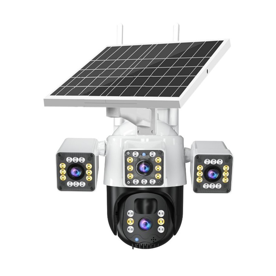 Solar multi lens rural security camera