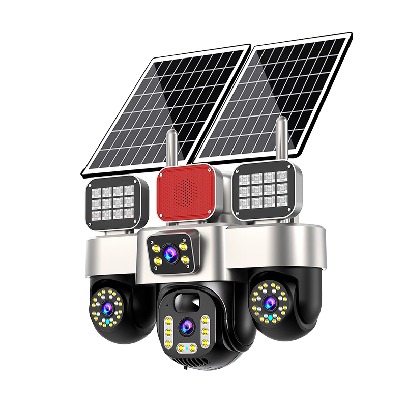 Dual solar panel multi-lens camera