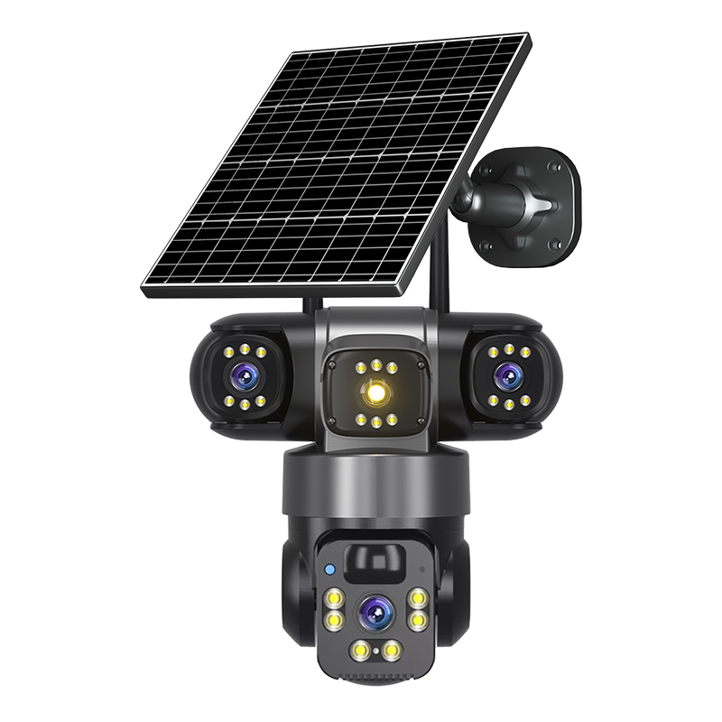 Black solar triple-lens camera